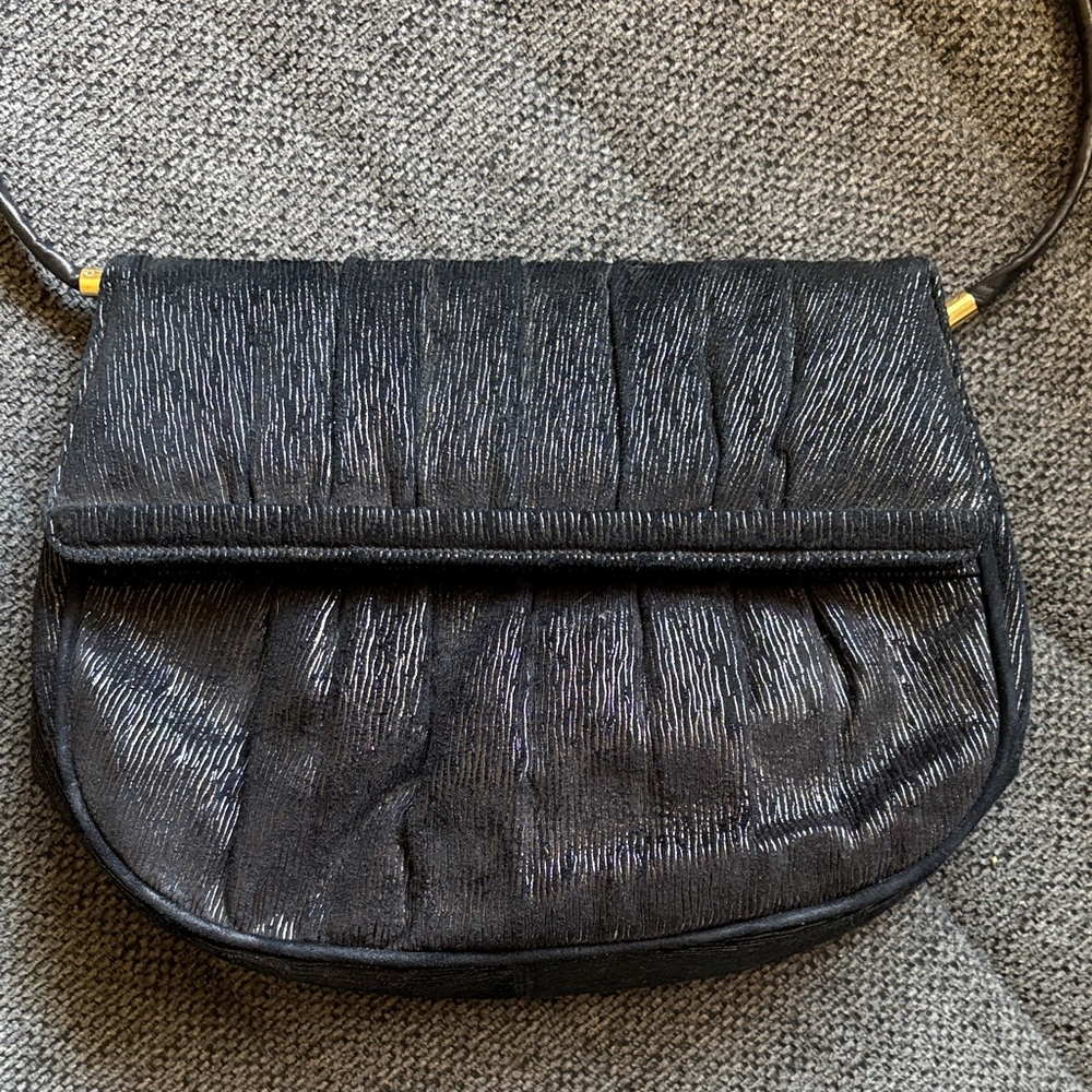 Stuart Weitzman Shimmering Black Shoulder Bag